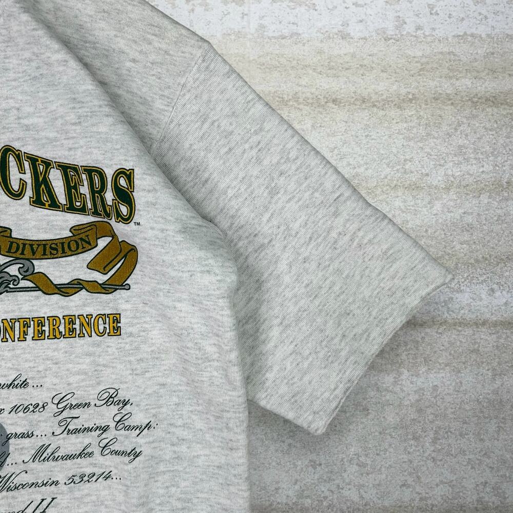 Vintage 90s Packers Sweatshirt Mens M Light Grey Cotton Nutmeg USA Cut Sleeves - Picture 3 of 6